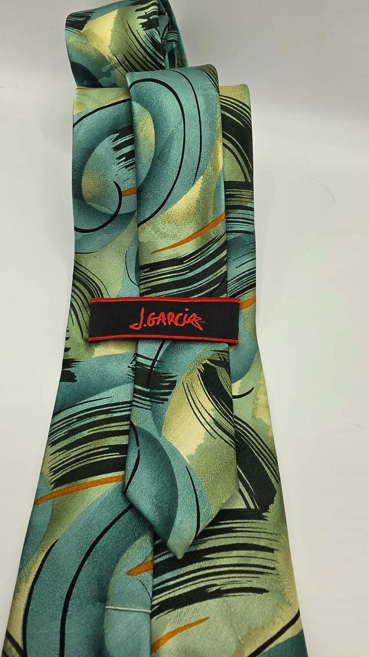 Jerry J Garcia 100% Silk Tie Duckworm Collection 46 green Necktie - Picture 6 of 8